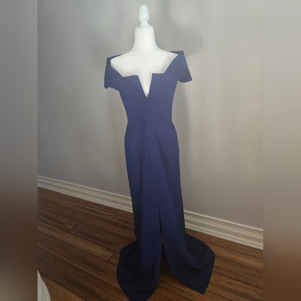 BCBGMaxAzria Blue Plunge Neck Wedding Gown